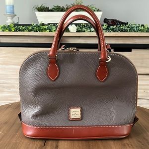 Dooney & Bourke Grey & Camel Brown Leather Bag